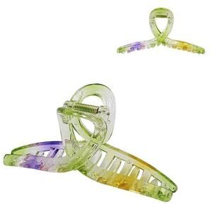 Acetate Cross Claw Hair Clip Large Green Multicolor 4.25"